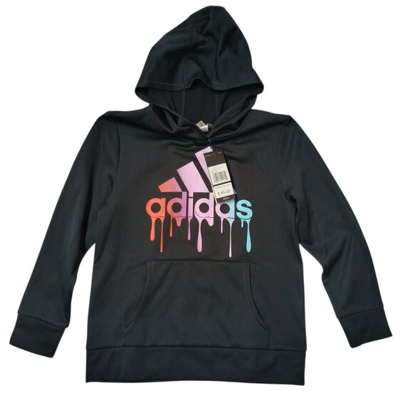 adidas Other - Adidas Kids Hyperreal Graphic Hoodie Drip Design Logo Girl's Size Large 14 NEW